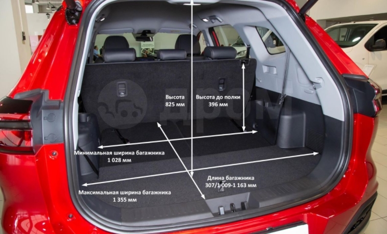 Объем багажного пространства для моделей Tiggo 8/Pro/Pro Max
